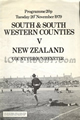 South-West and South Division v New Zealand 1979 rugby  Programme